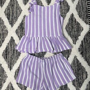 Vince Camuto Lavender and White Striped Knit Set girls size 6